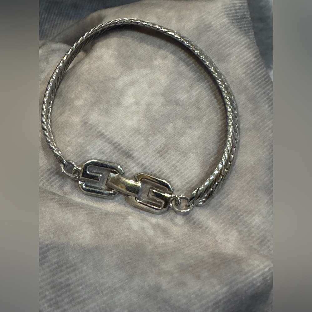 Givency vintage‎ Silver Plated  G Flat Bracelet